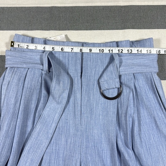 Nine West Womens Blue Melange Paperbag Waist Pants Size 10 Belted High Rise NWT - Picture 3 of 10